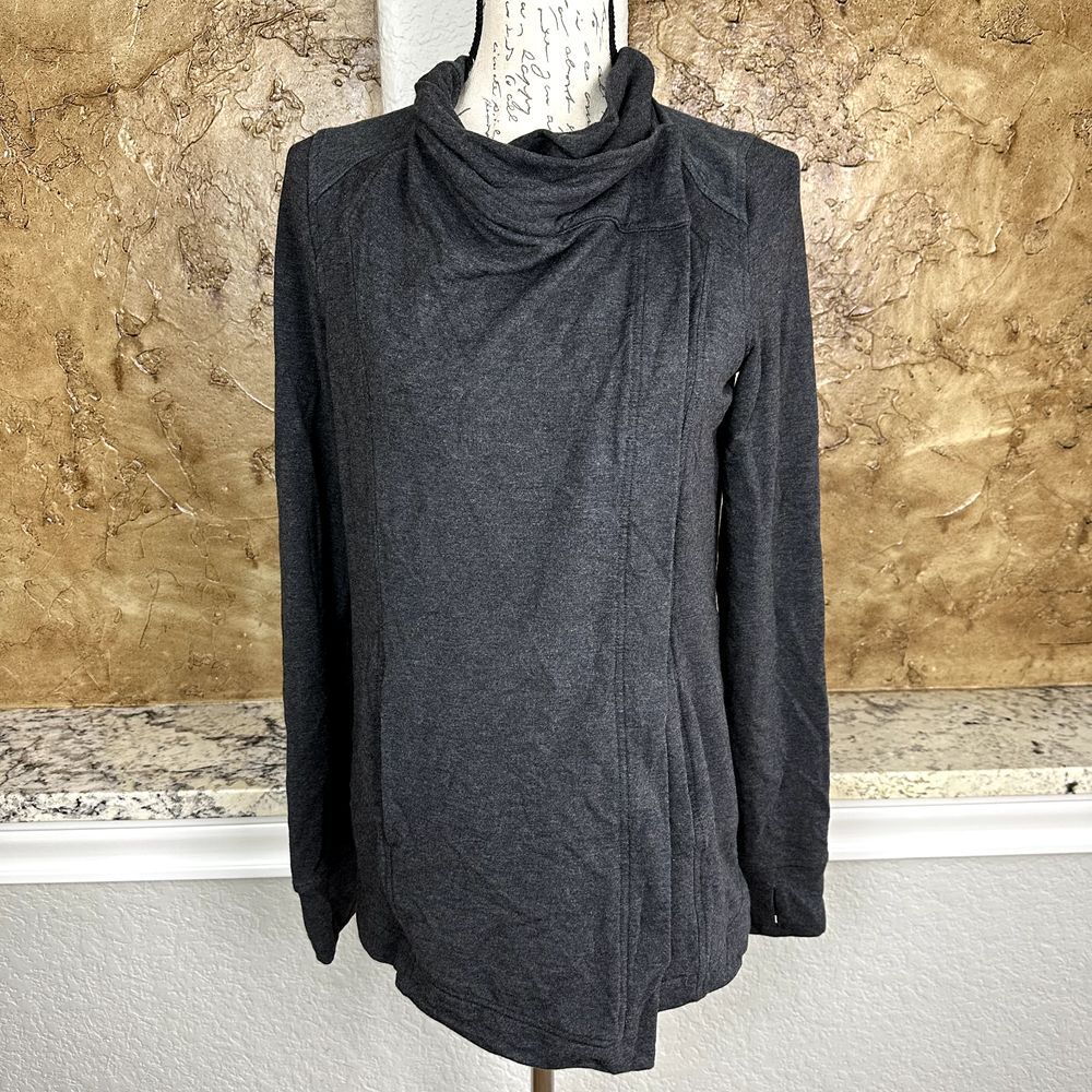 Lululemon Wrap Jacket Women's 6 Dark Gray Fit Stretch Cozy Long Sleeve